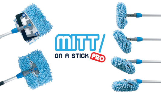 Mitt on a Stick PRO Adjustable Wash Tool with 61" Angled Pole
